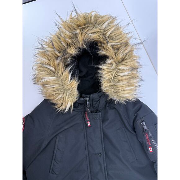 Canada Weather Gear Girls Faux Black Insulated Jacket w/ Fur Lined Hood - Picture 8 of 8